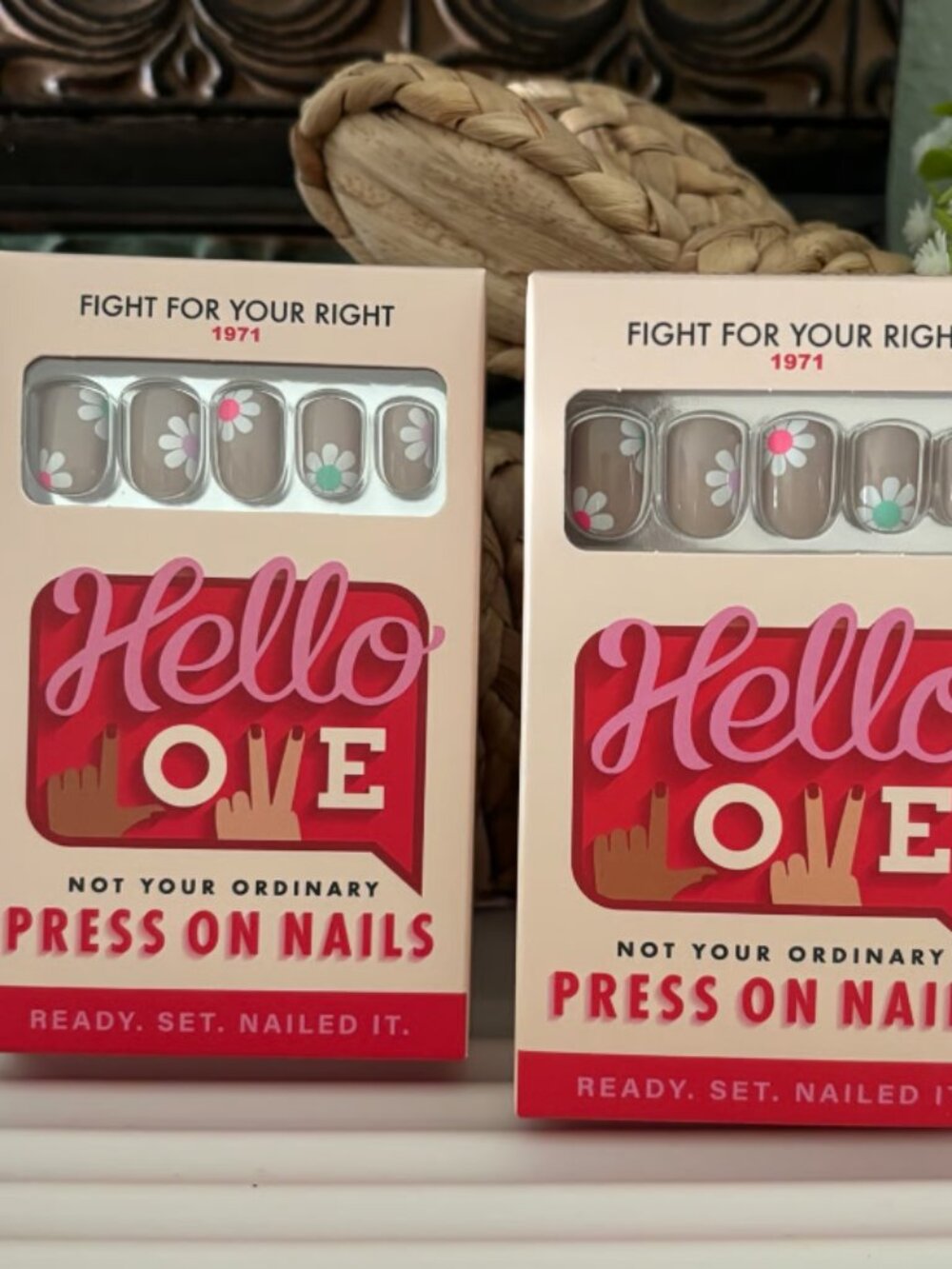 Hello Love Fight For Your Right Press On Nails - set of 2